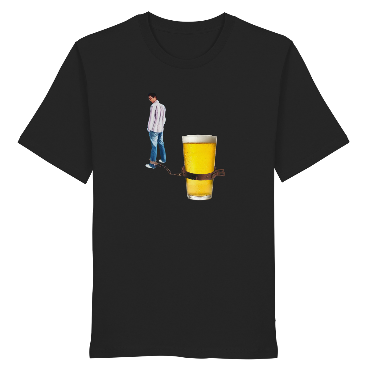 BIER KETTE Meme Shirt in Schwarz, Freisteller der Vorderansicht
