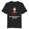 MII BRAUCHT KIPPE Meme Shirt in Schwarz, Freisteller der Vorderansicht