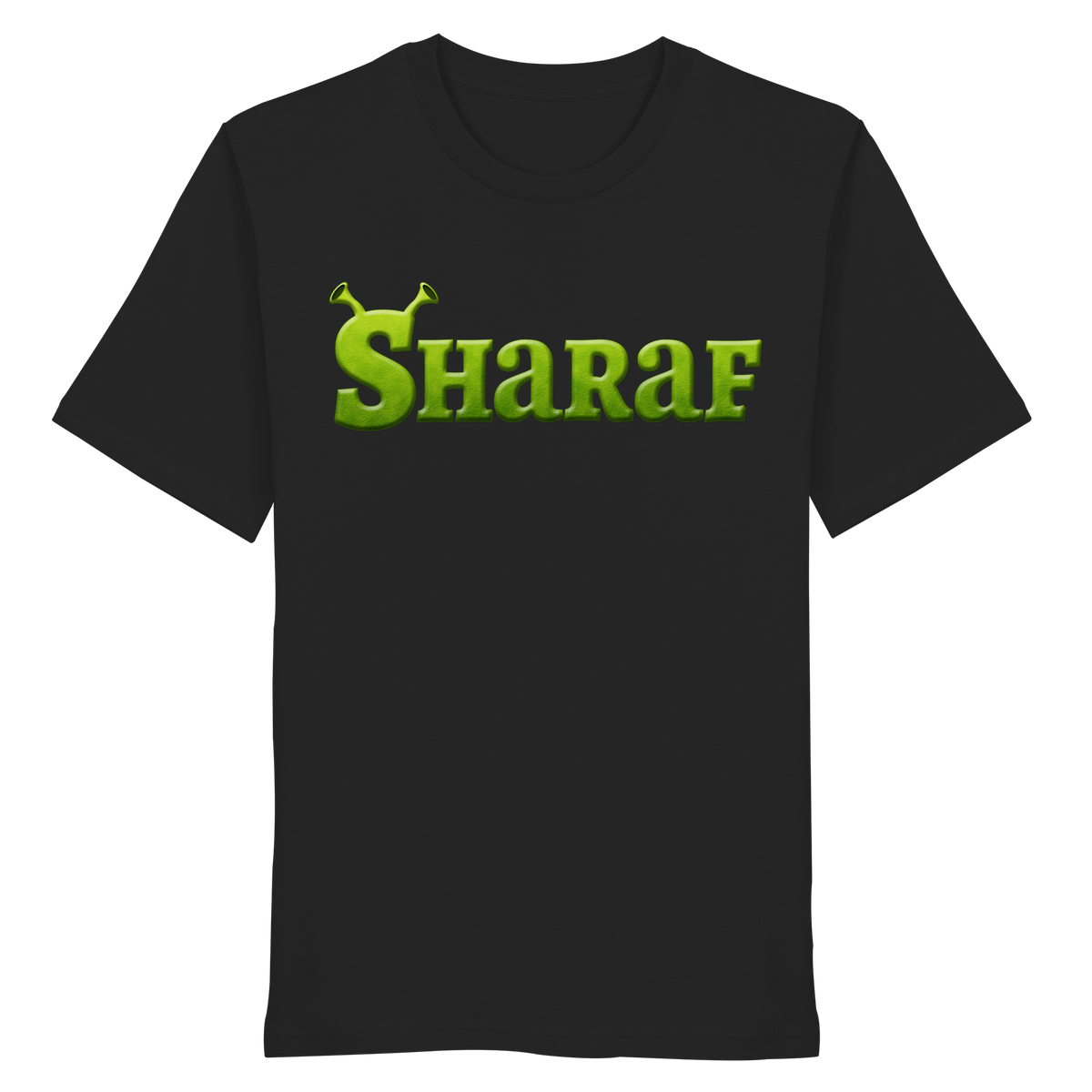 BINIT OHNE ODER MIT SHARAF Meme Shirt in Schwarz, Freisteller der Vorderansicht
