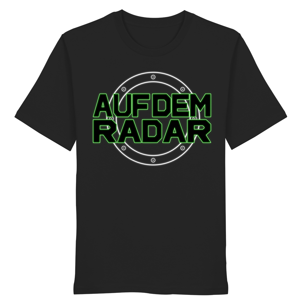 AUF DEM RADAR Meme Shirt in Schwarz, Freisteller der Vorderansicht