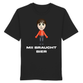 MII BRAUCHT BIER Meme Shirt in Schwarz, Freisteller der Vorderansicht