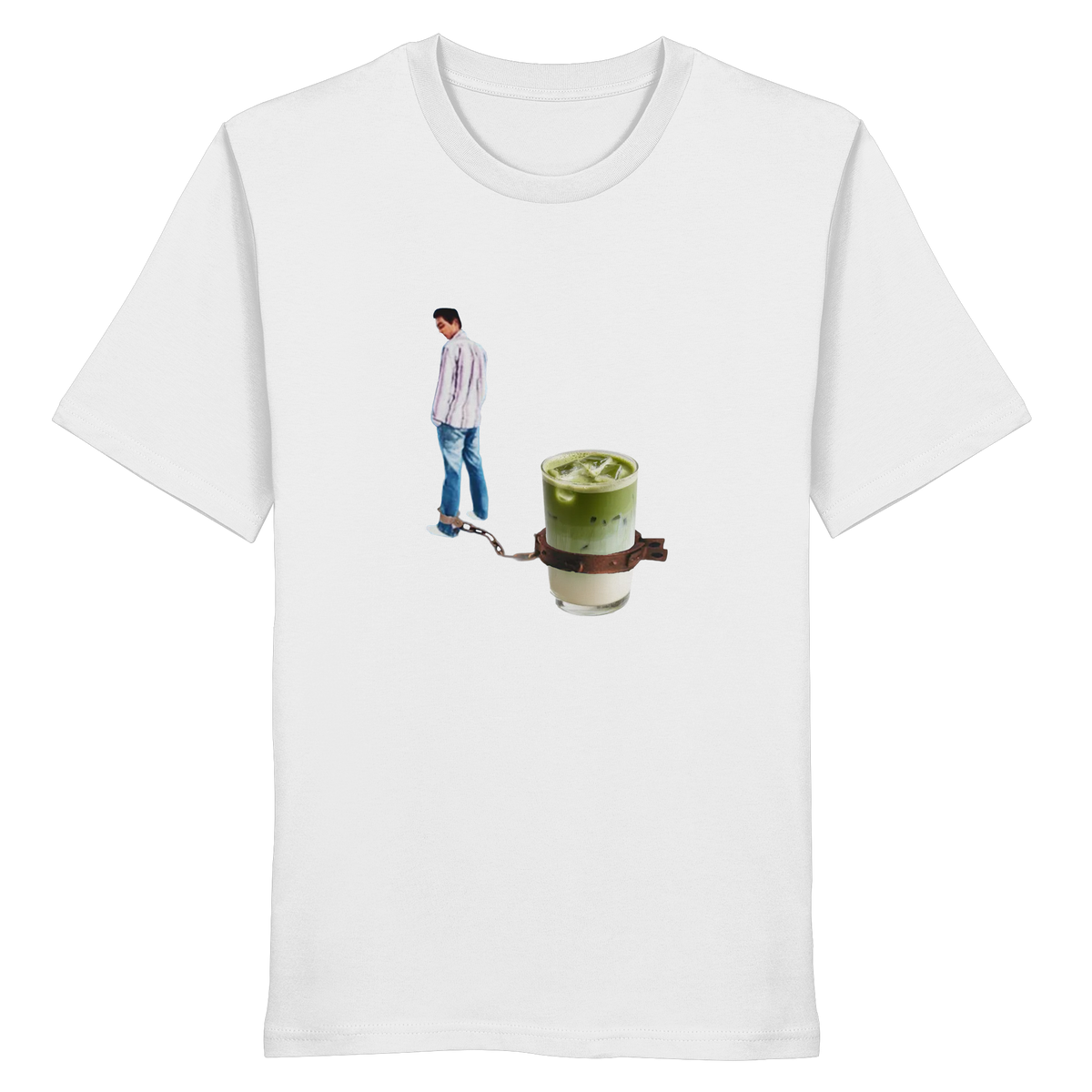 MATCHA KETTE Meme Shirt in Weiß, Freisteller der Vorderansicht